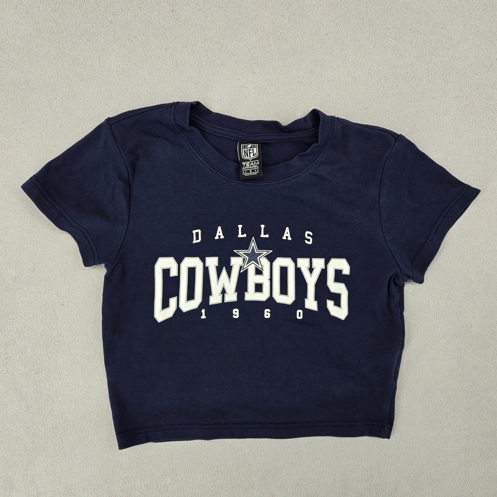 NFL Team Apparel Women Small Dallas Cowboys Cropped Tee Y2K Sporty Navy